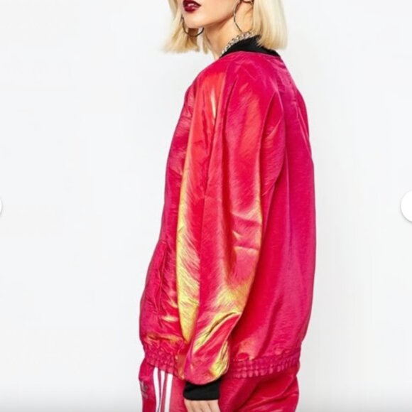 RARE FIND! ADIDAS X RITA ORA Shape Shifter Red Windbreaker Jacket Holographic/ M - Picture 4 of 11